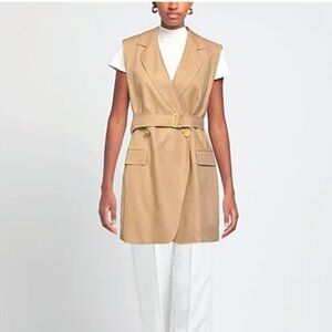 Tagliatore 100% Linen Tan Harmony Blazer Vest Dress EU 40 / US 8  $525